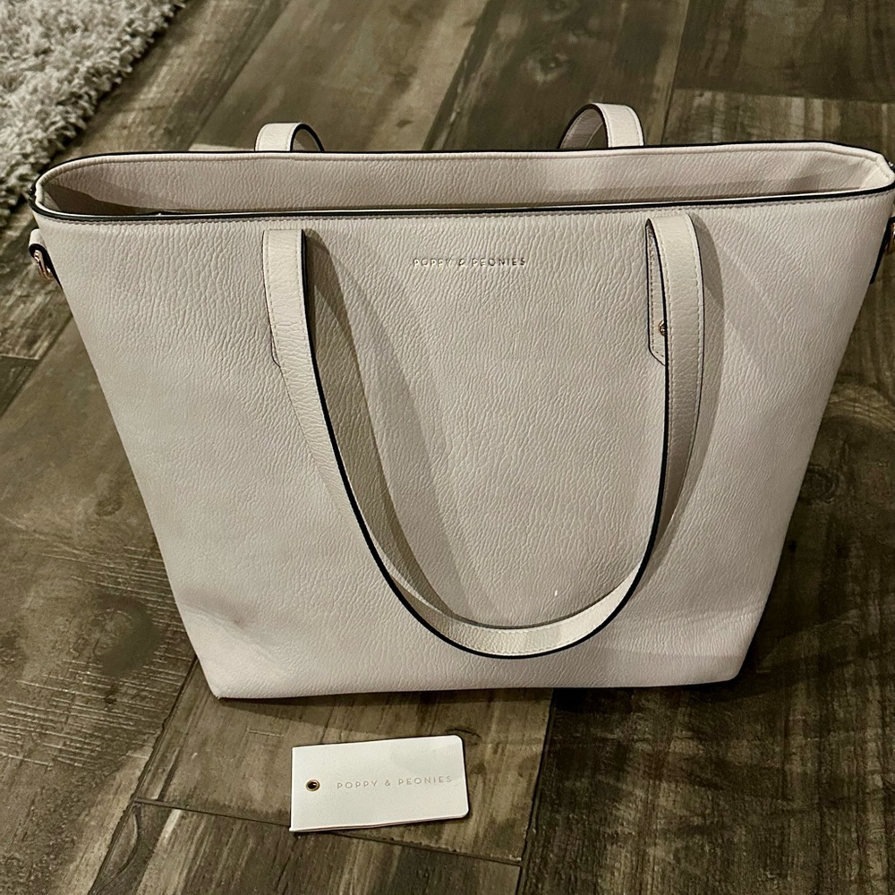 Poppy & Peonies Elegant Cream Tote